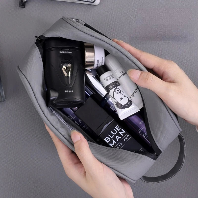 Travel essential men's makeup bag, portable cosmetic organizer, high-quality waterproof pouch, bathroom storage bag handbag