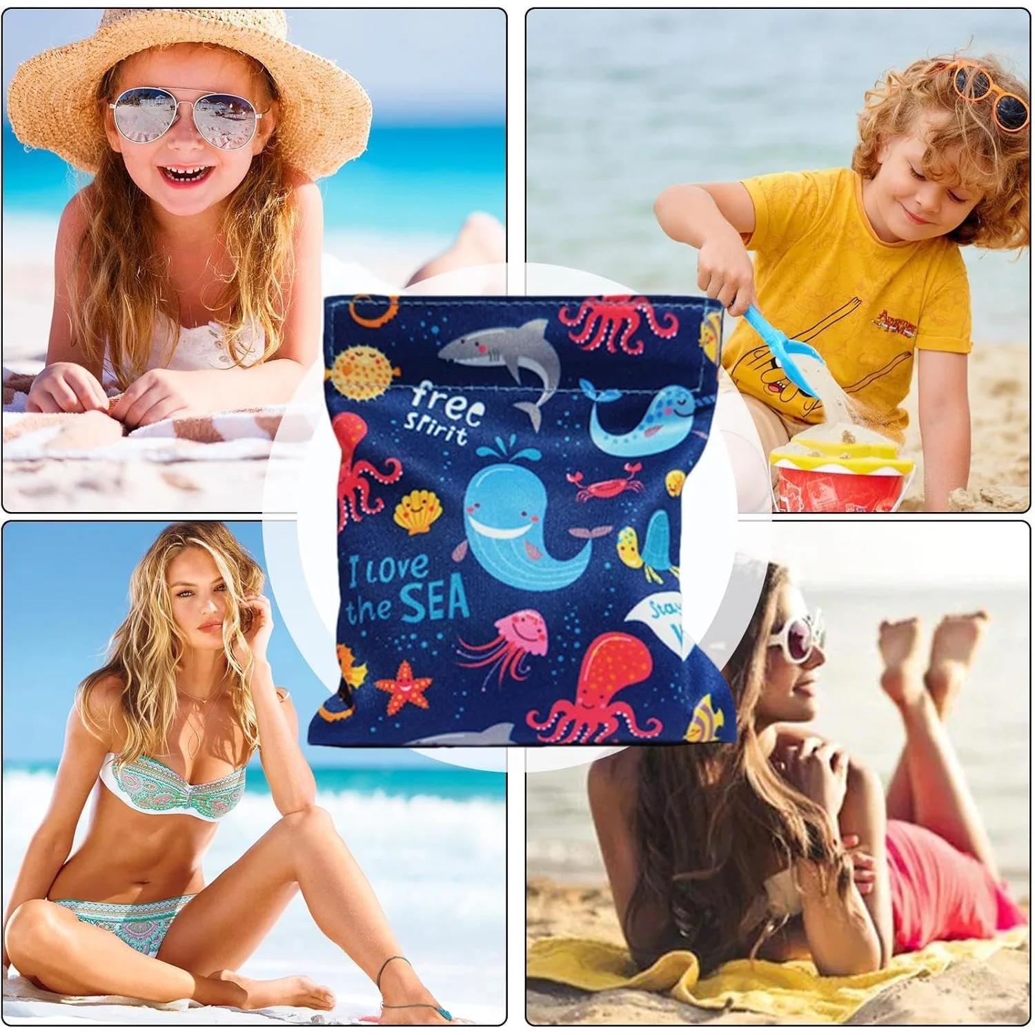 Beach Vacation Essentials Sand Remover Bag Magic Sand Wipe Off Mitt Travel Must Haves for Surfing Swimming Camping Gadgets