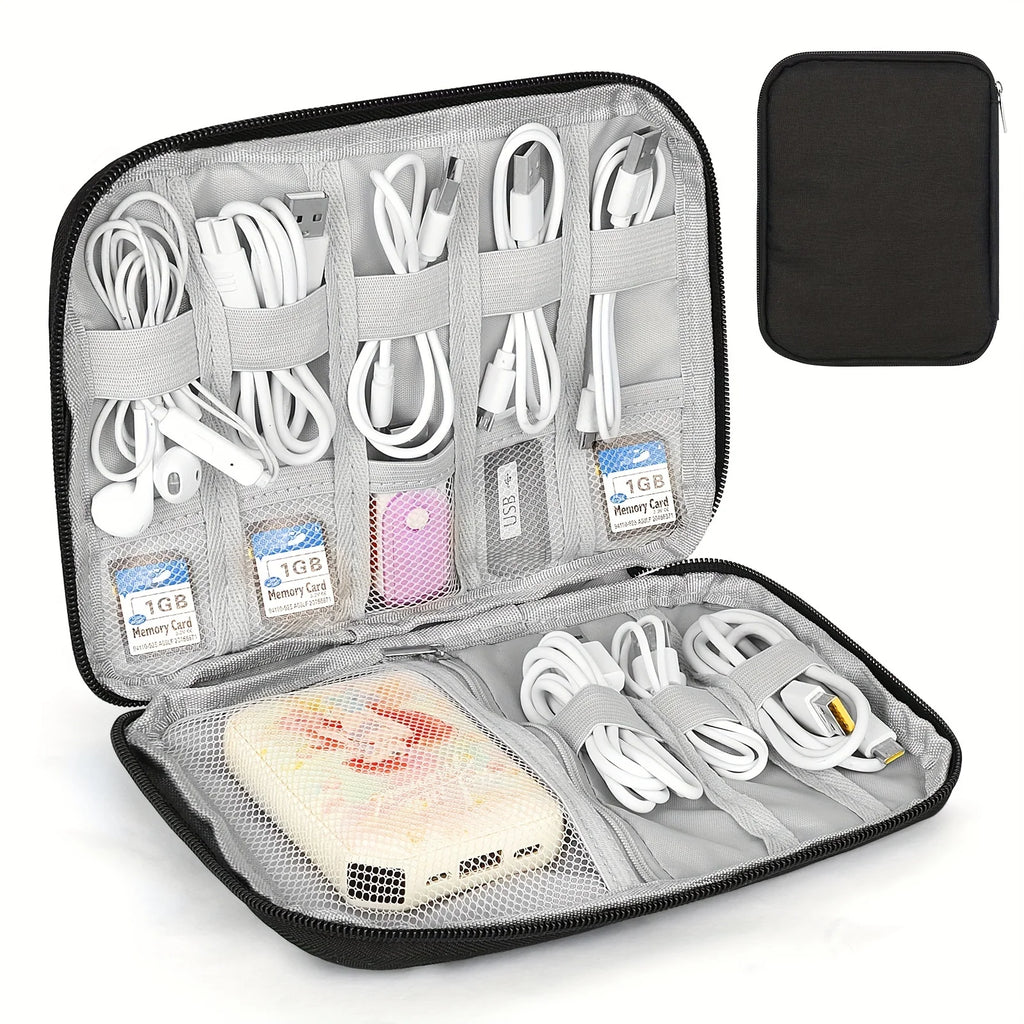 Travel Essentials Multi-pocket Cable Organizer Bag Small Charging Cord Storage Charger Cables Cord Storage And Accessory Bag