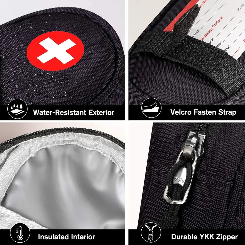 Travel Medication Organizer Bag for Emergency Medical Supplies  2 EpiPens Insulated Pouch Survival Kit  Camping Equipment