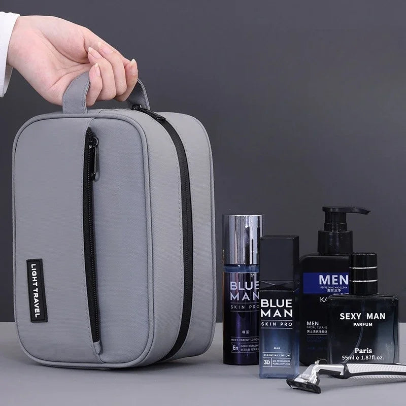 Travel essential men's makeup bag, portable cosmetic organizer, high-quality waterproof pouch, bathroom storage bag handbag