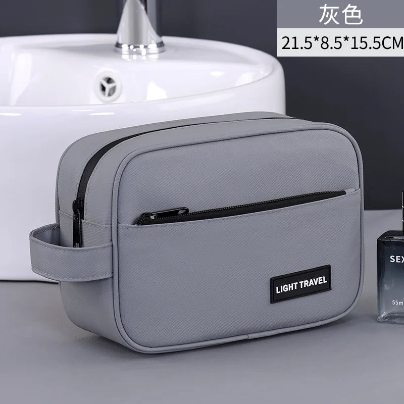Travel essential men's makeup bag, portable cosmetic organizer, high-quality waterproof pouch, bathroom storage bag handbag