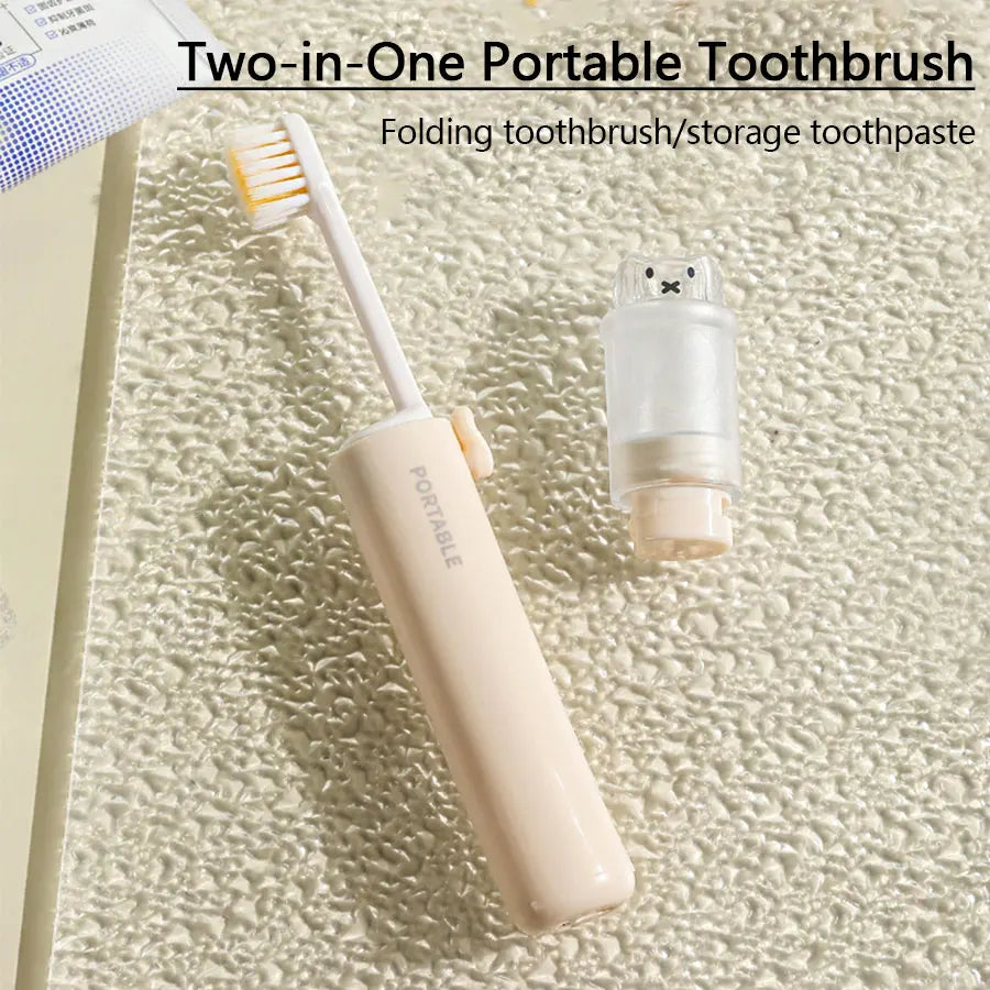 1pcs，Two-in-One Portable Toothbrush Set with Toothbrushes and Toothpaste Organizer – Must-Have Travel Essential